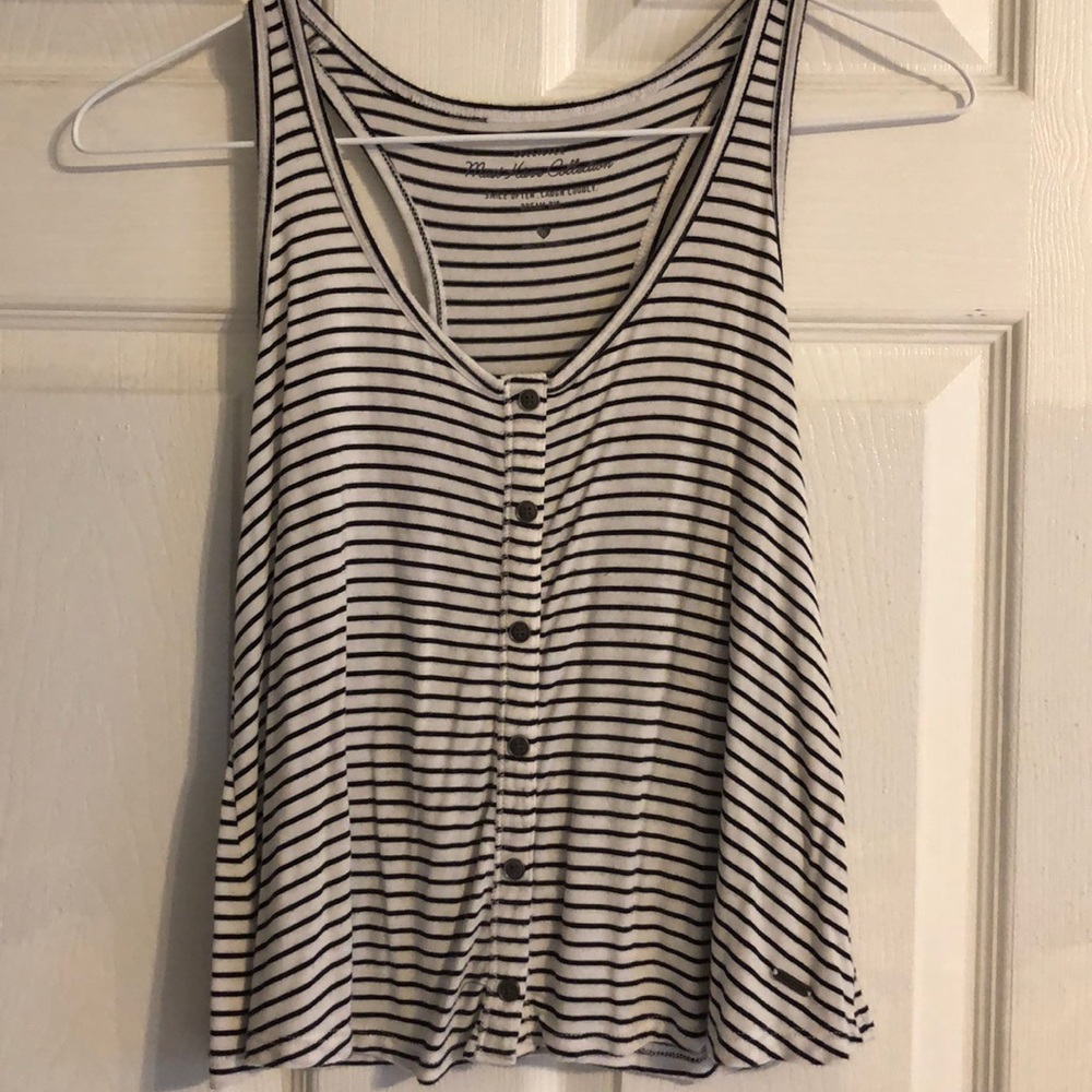 Hollister Black and White Stripe Tank Top